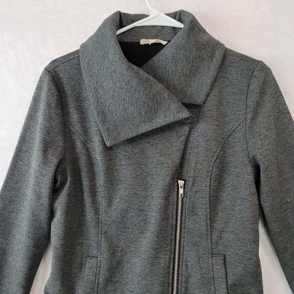 Hem & Thread Women's Asymmetrical Full Zip Riding Jacket Grey Size Medium - Picture 5 of 16